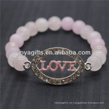 Diamante Love Logo Con 8MM Pulsera de Estiramiento de Piedra Semi Preciosa